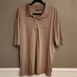 Greg Norman Men's Striped Polo Shirt - Brown